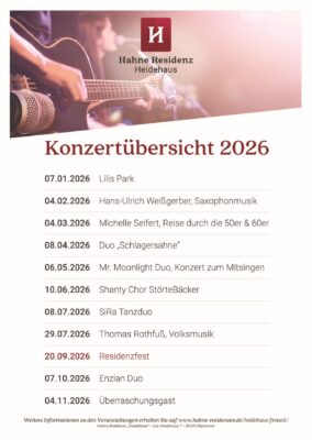 Hahne Residenz Heidehaus: Termine 2026 im Überblick für das Event „Heidehaus“.