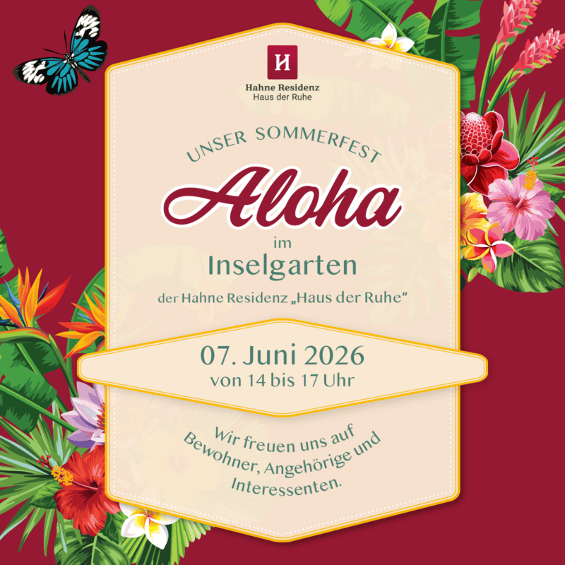 Aloha Sommerfest in der Hahne Residenz mit tropischer Dekoration und Blumen.
